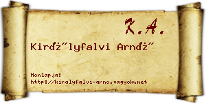 Királyfalvi Arnó névjegykártya